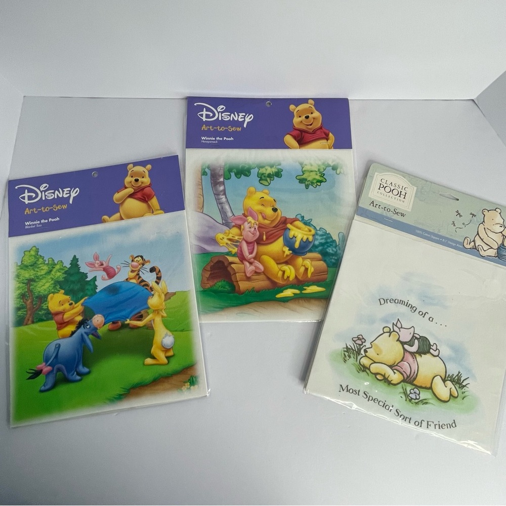 Art To Sew Disney Classic Pooh Quilt Craft 3 Squares Pooh Baby Cross Stitch Book - Picture 2 of 15